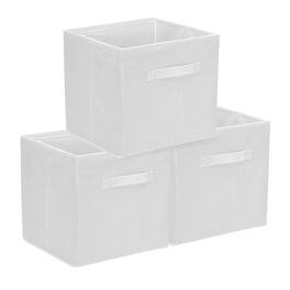 Unique Bargains - 3pcs Fabric Storage Bins, 11.8Inch Cube Storage Bin Foldable Cube Organizer with Handles for Home Bedroom - White