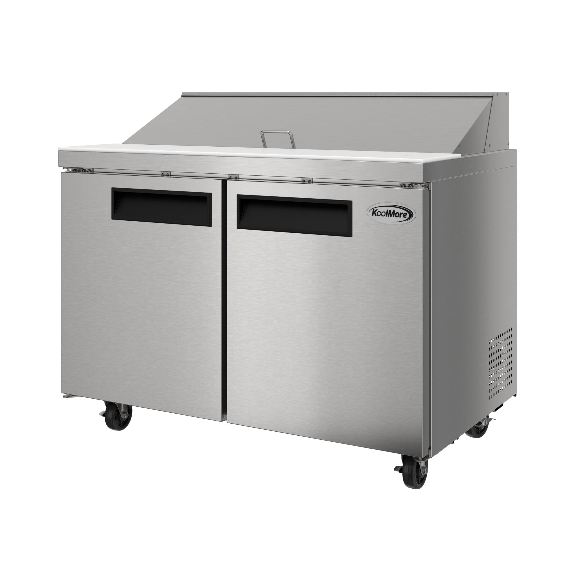 Alt View 5. Koolmore - 46 in. Commercial 2-Door Refrigeratd Salad and Sandwich Prep Table, 12 Pan Capacity and 14 Cu. Ft. of Storage - Stainless steel.