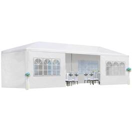 Mondawe - 10x30 FT Wedding Party Canopy Tent Outdoor Gazebo with 8 Removable Sidewalls - White