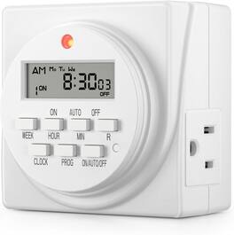 BN-LINK - 7 Day Indoor Heavy Duty Digital Programmable Timer, Dual Outlet, 120V/60Hz, ETL Listed - White