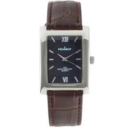 Peugeot - Men's 30X40mm Tank Shape Watch with Leather Strap - Blue