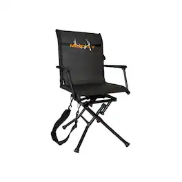 Muddy - Outdoors Swivel Ground Seat with Adjustable Legs 360 Degree Hunting Chair - Black/Black