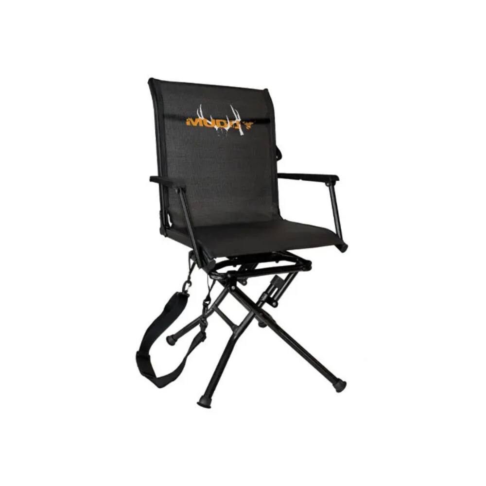 Front. Muddy - MUDDY Outdoors Swivel Ground Seat with Adjustable Legs 360 Degree Hunting Chair - Black/Black.