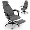 Front. Gymax - Gymax Reclining Home Office Chair Retractable Footrest High-Back Ergonomic Executive - Gray.
