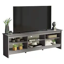 Madesa - TV Stand Entertainment Center with 6 Open Shelves and Cable Management 70"L - Gray
