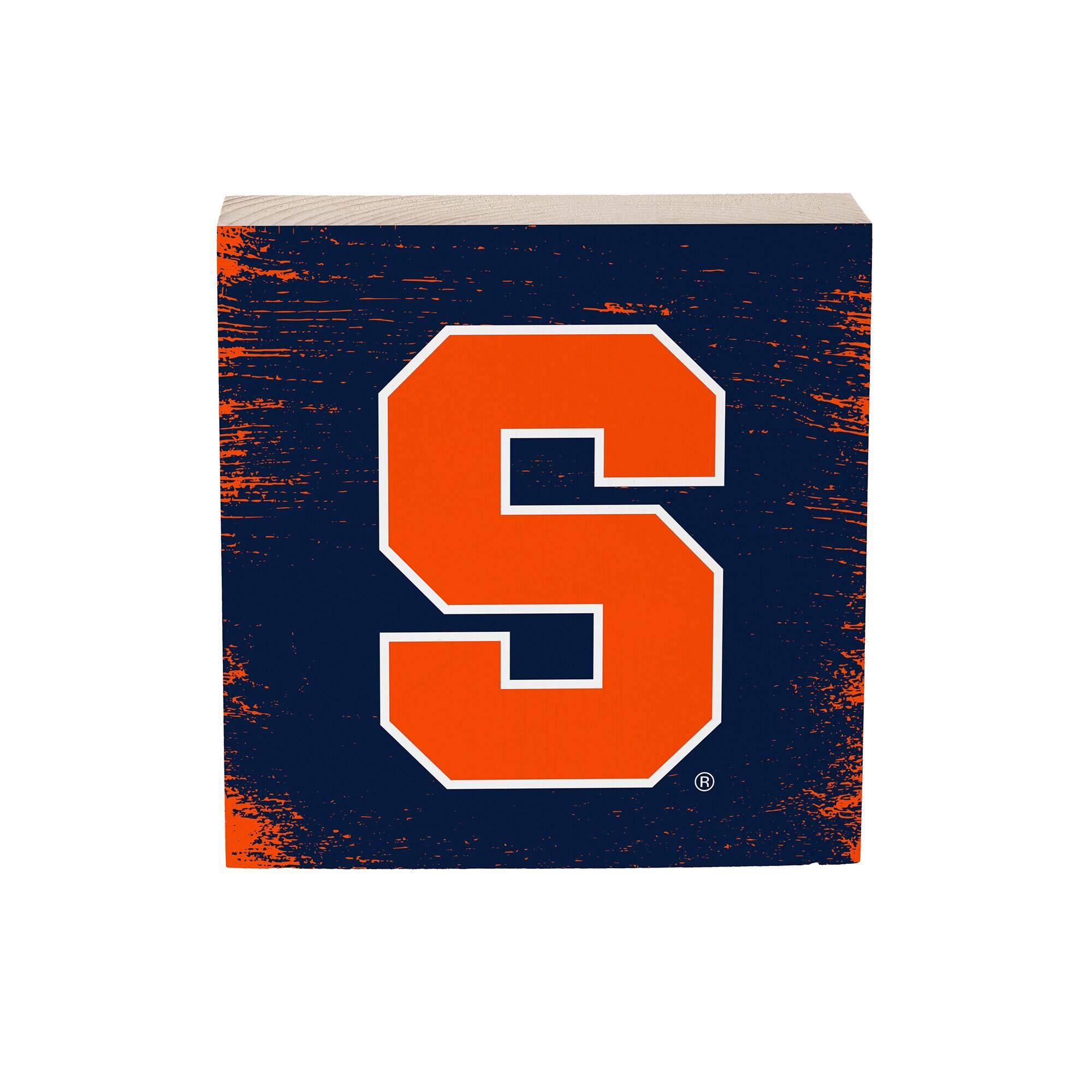 Syracuse Orange 6" Square Fan Chant Wood Block Shelf Sign