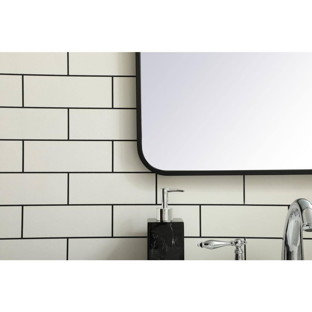 Alt View 3. Elegant Decor - Soft corner metal rectangular mirror 24x32 inch in black - Black.