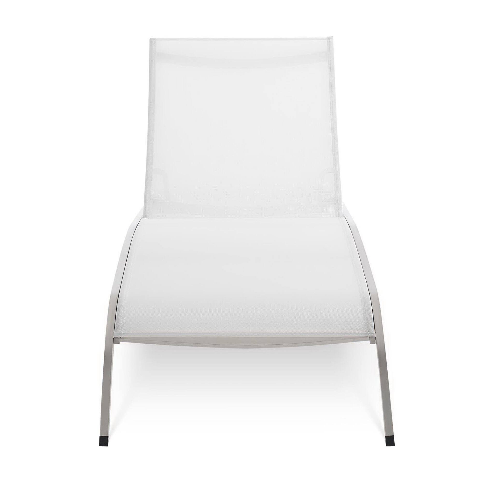 Alt View 1. Modway - Savannah Mesh Chaise Outdoor Patio Aluminum Lounge Chair by Modway - White.
