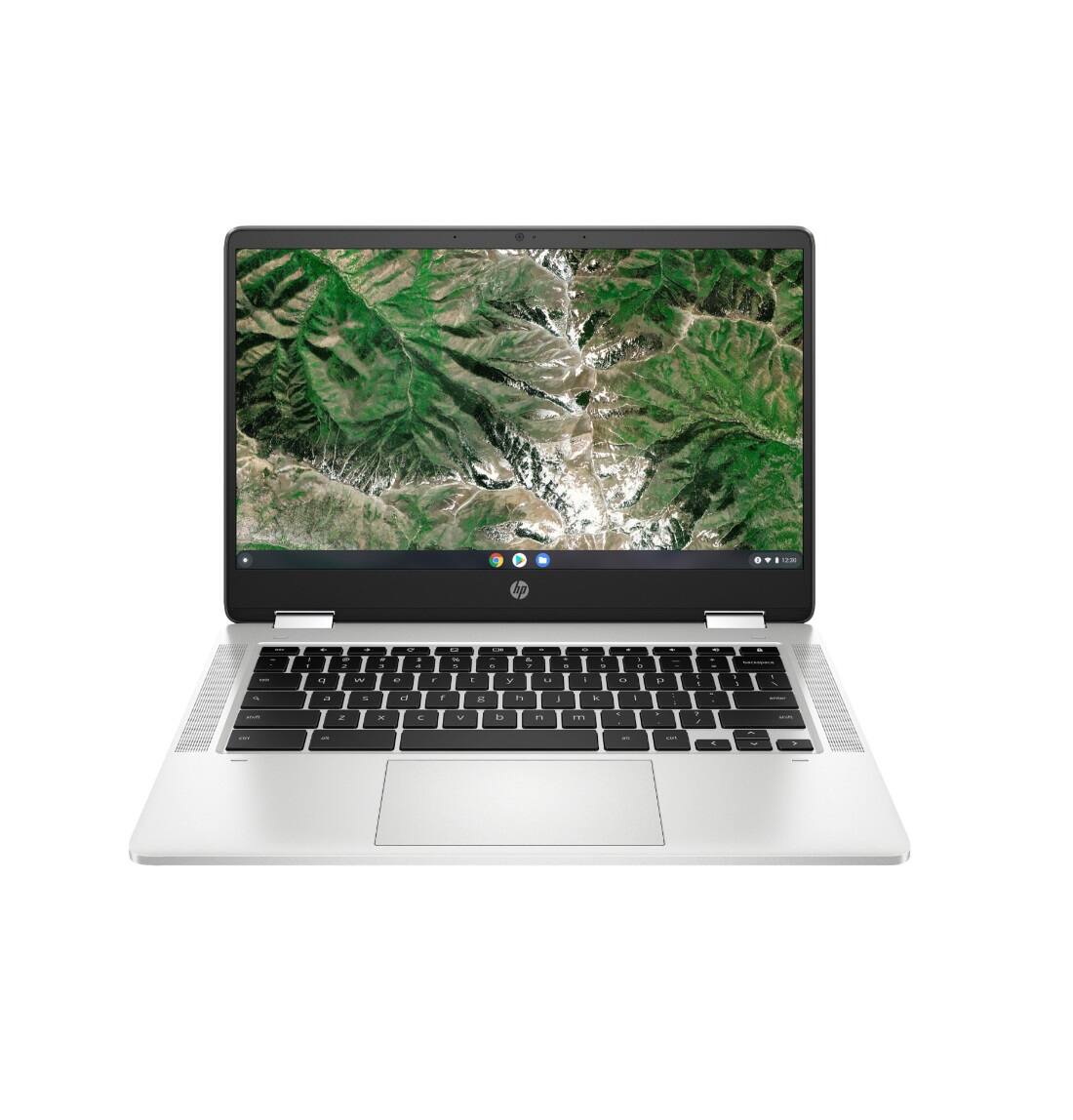 Front. HP - Chromebook x360 14A-CA1015CL 14” FHD Touch Intel Pentium Silver N6000 1.1 GHz up to 3.3 GHz 8GB DDR4 128GB eMMC ChromeOS - Natural Silver.