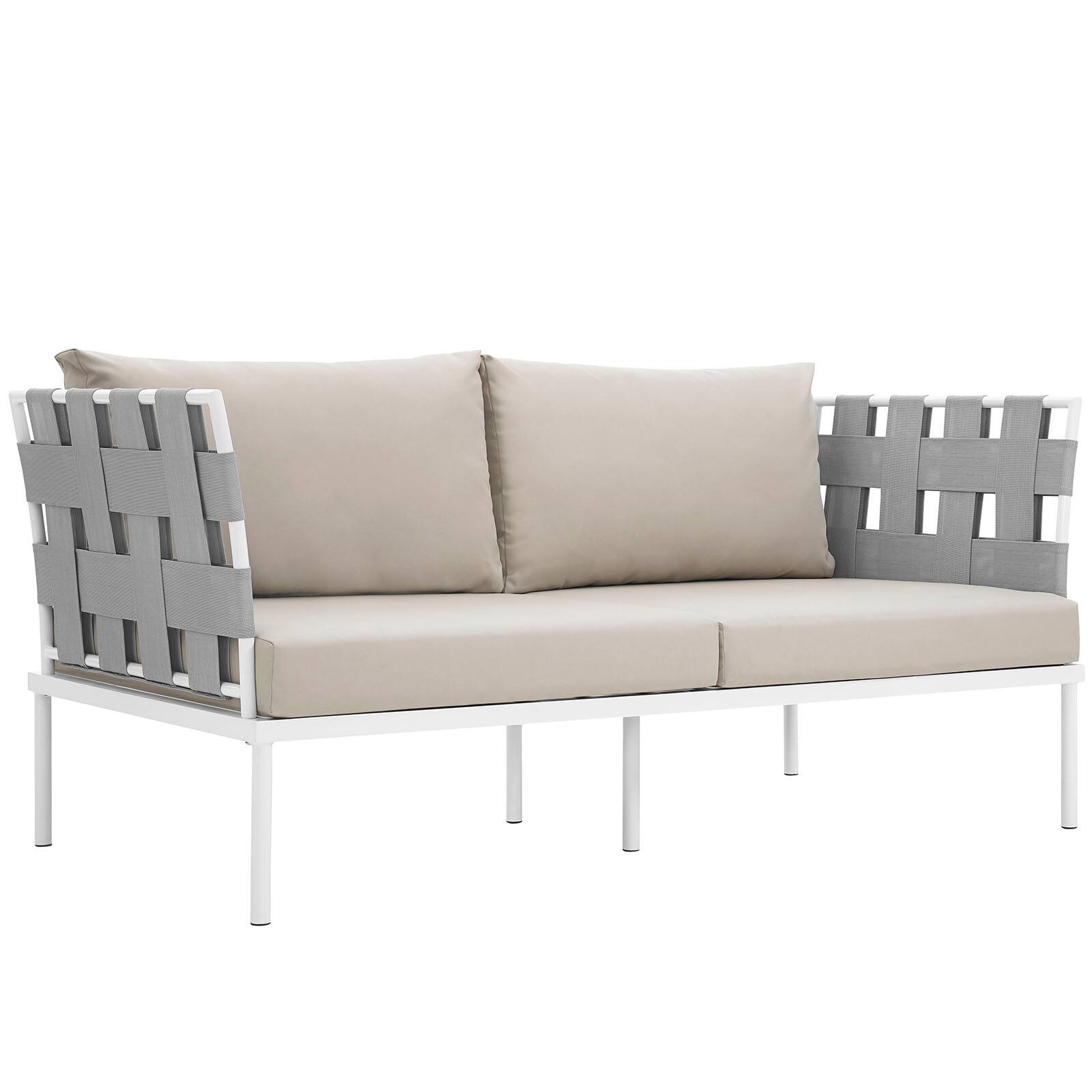 Angle. Modway - Harmony Outdoor Patio Aluminum Loveseat by Modway - White Beige.