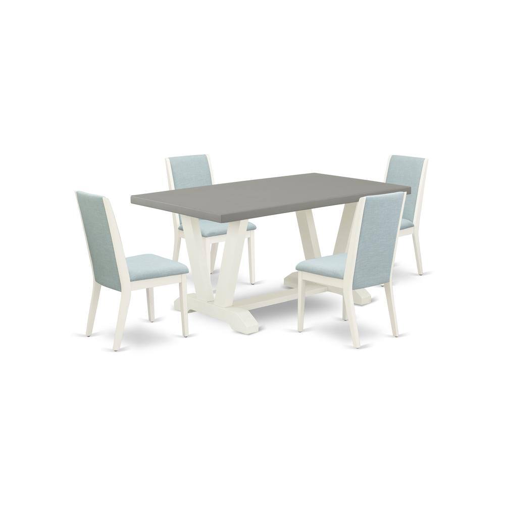 Left. East West Furniture - East West Furniture V096LA015-5 5-Piece Beautiful Rectangular Dining Room Table Set a Superb Cement Color Kitchen - Multi-Color.