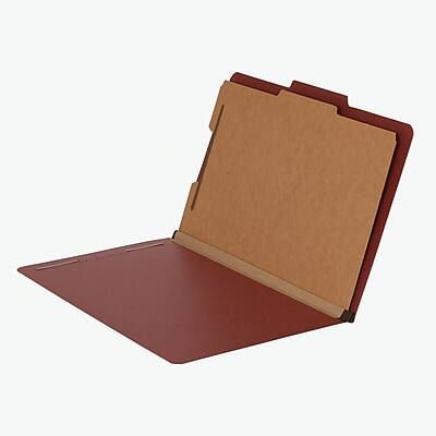Alt View 2. Pendaflex - Pressboard Classification Folders, 1-Divider, 2" Expansion, Legal Size, Brick Red, 10/Box  - Red.
