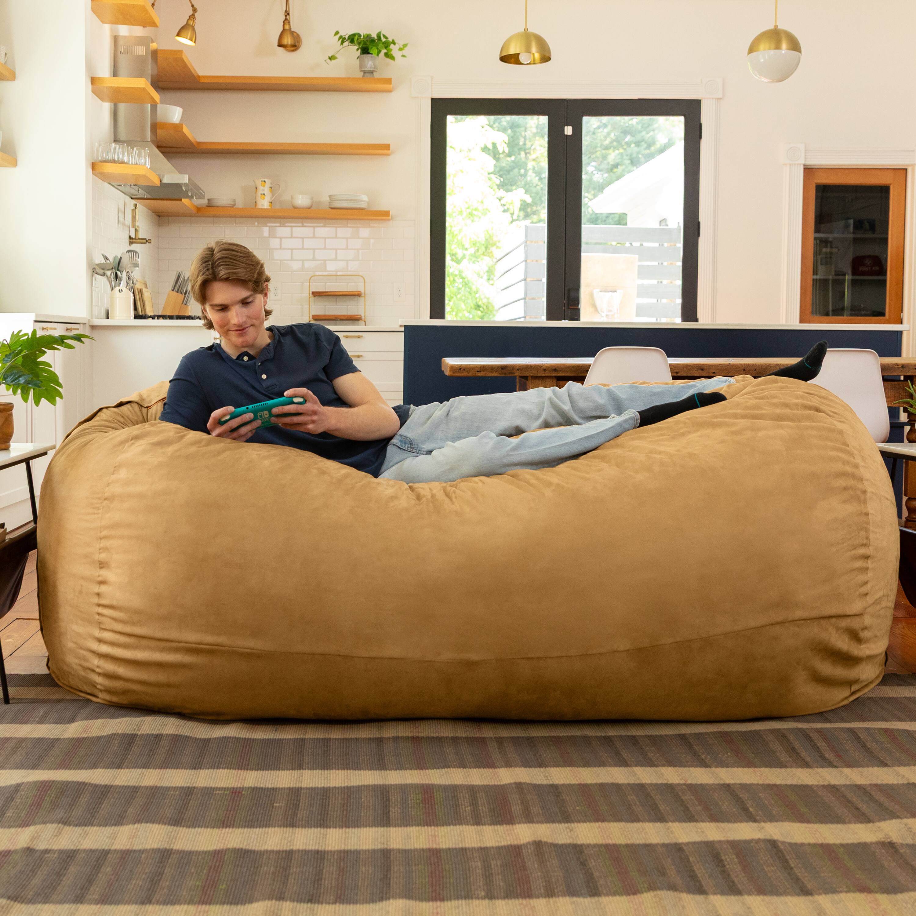 Alt View 2. Jaxx - Jaxx 7 Foot Giant Bean Bag Sofa, Camel - Camel.
