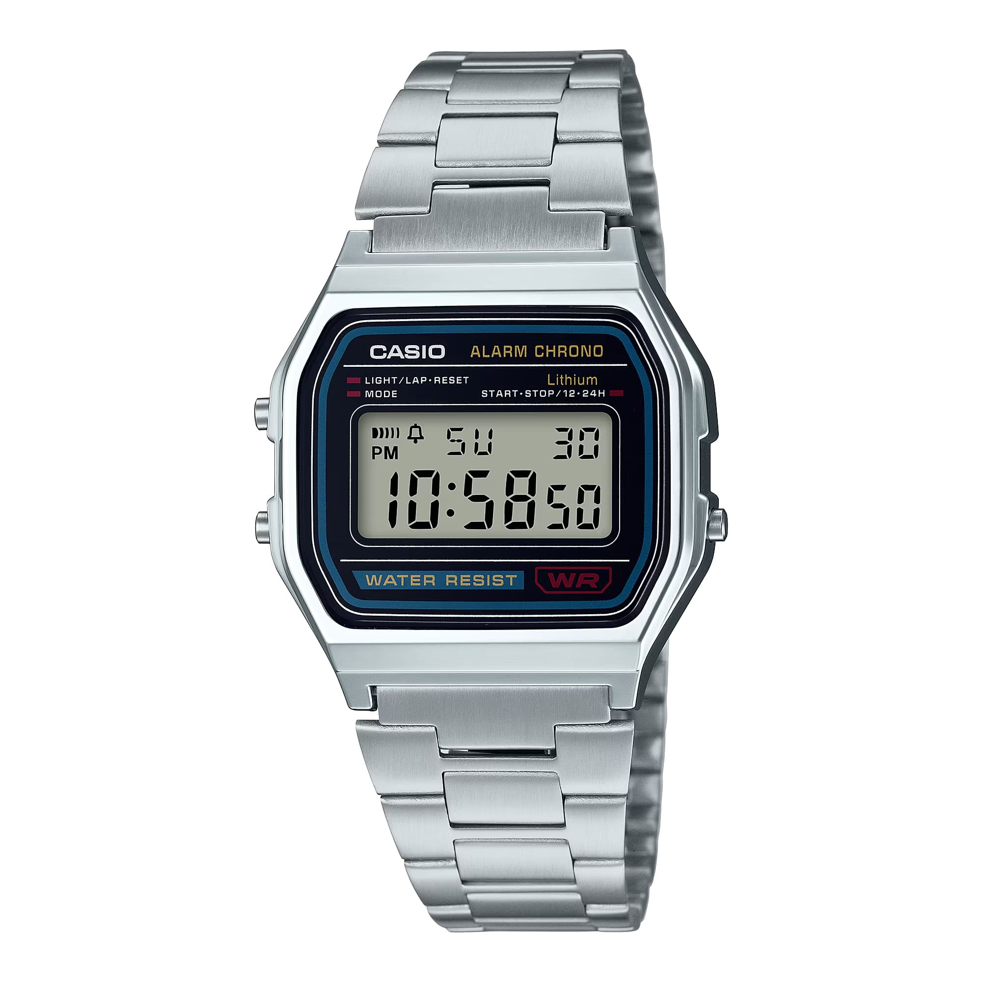 Casio - Men’s Vintage Digital Stainless Steel Watch A-158WA-1R - Silver