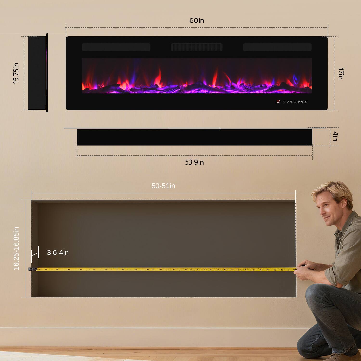 60in  
15.75in  
17in  
4in  
53.9in  
50-51in  
16.25-16.85in  
3.6-4in