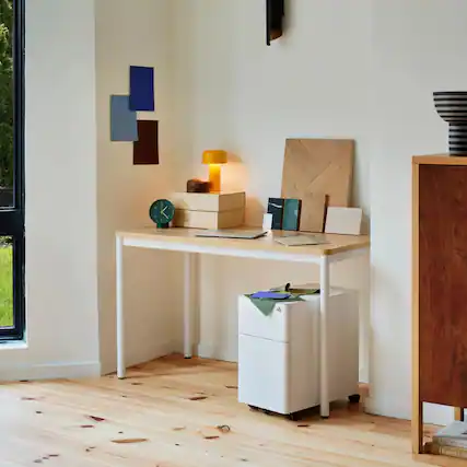 Front. Branch Furniture - Branch 36" Daily Desk – Functional Home Office Desk with Timeless Design, Rounded Corners & Built-in Cable Notch - Woodgrain.