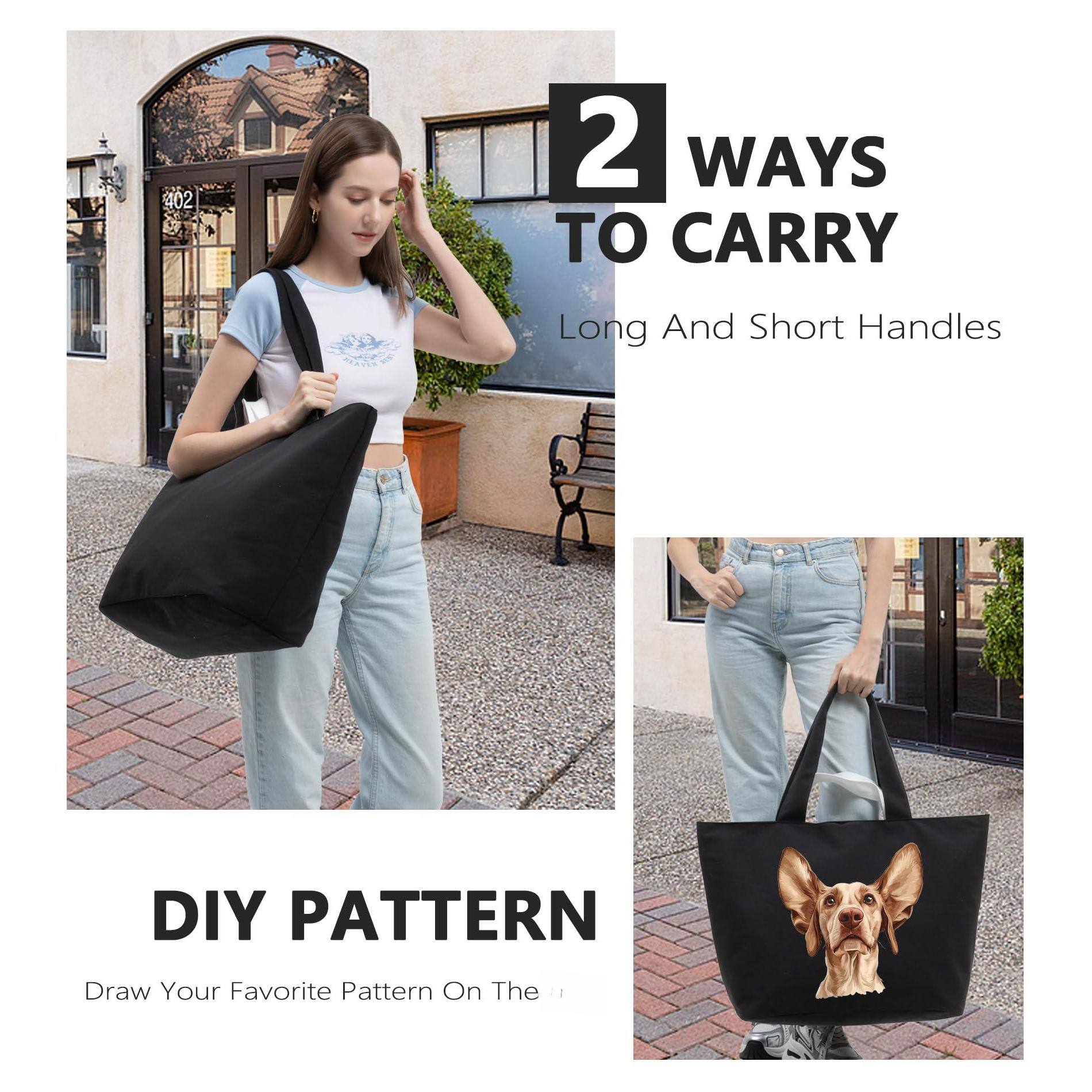 2 WAYS TO CARRY  
Long And Short Handles  

DIY PATTERN  
Draw Your Favorite Pattern On The