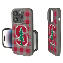 Keyscaper - NCAA - Stanford Cardinal Plaid Soft Touch iPhone Case - 15 - Gray