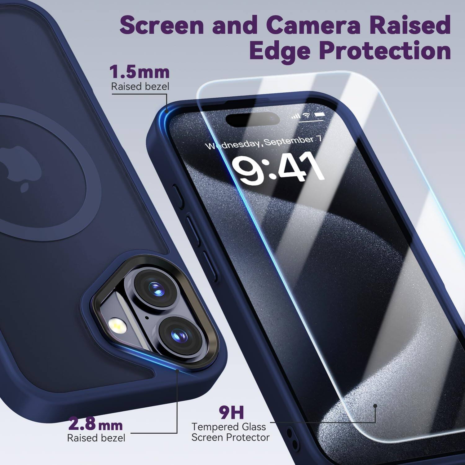 Screen and Camera Raised Edge Protection
1.5mm Raised bezel
2.8 mm Raised bezel
9H Tempered Glass Screen Protector
Wednesday, September 7, 9:41