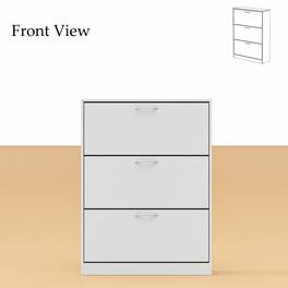 Famapy - Vertical 3 - Tier Entryway Organizer Flip - Down Shoe Cabinet with Adjustable Shelves - White