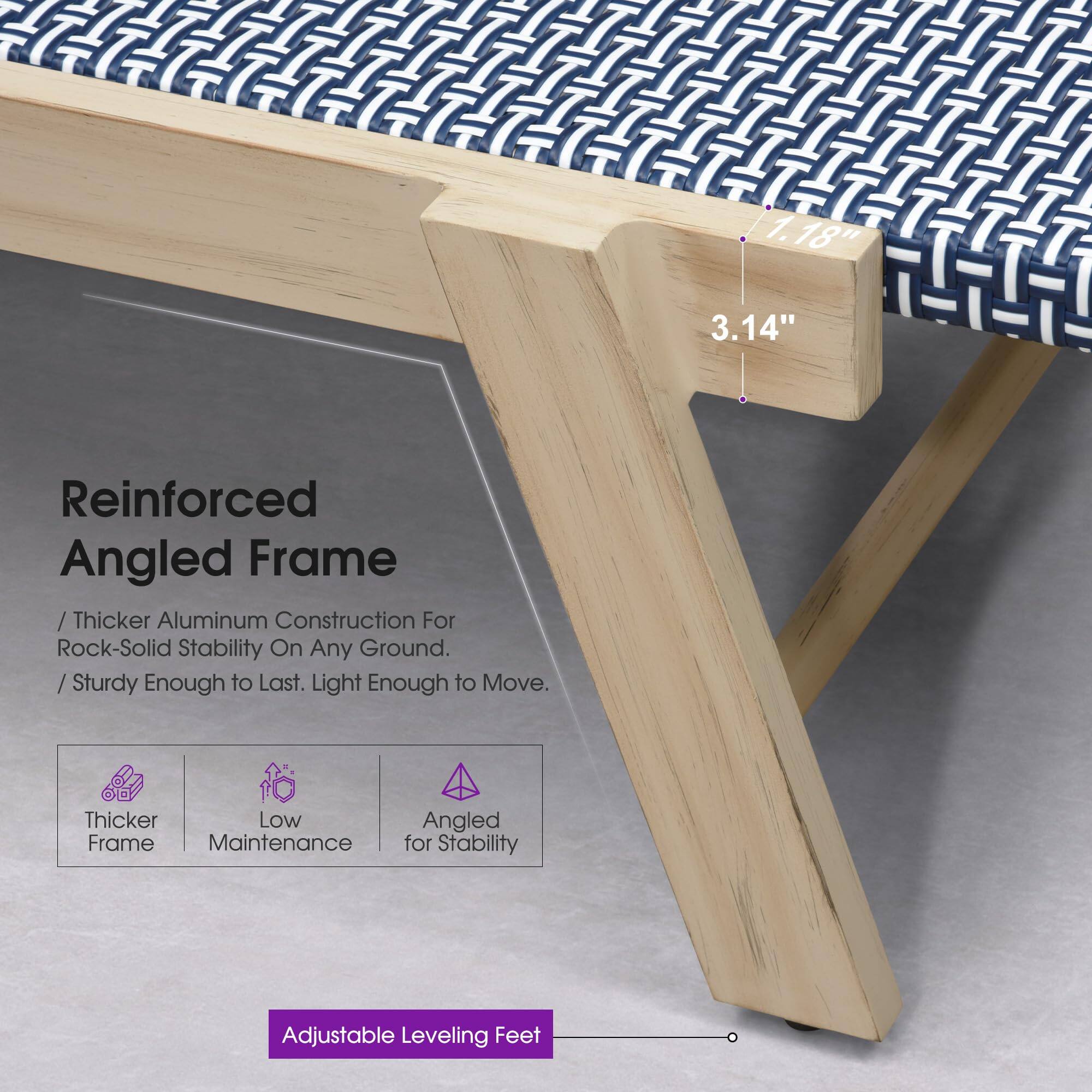 1.18" 3.14" Reinforced Angled Frame / Thicker Aluminum Construction For Rock-Solid Stability On Any Ground. / Sturdy Enough to Last. Light Enough to Move. Thicker Low Frame Maintenance Angled for Stability Adjustable Leveling Feet