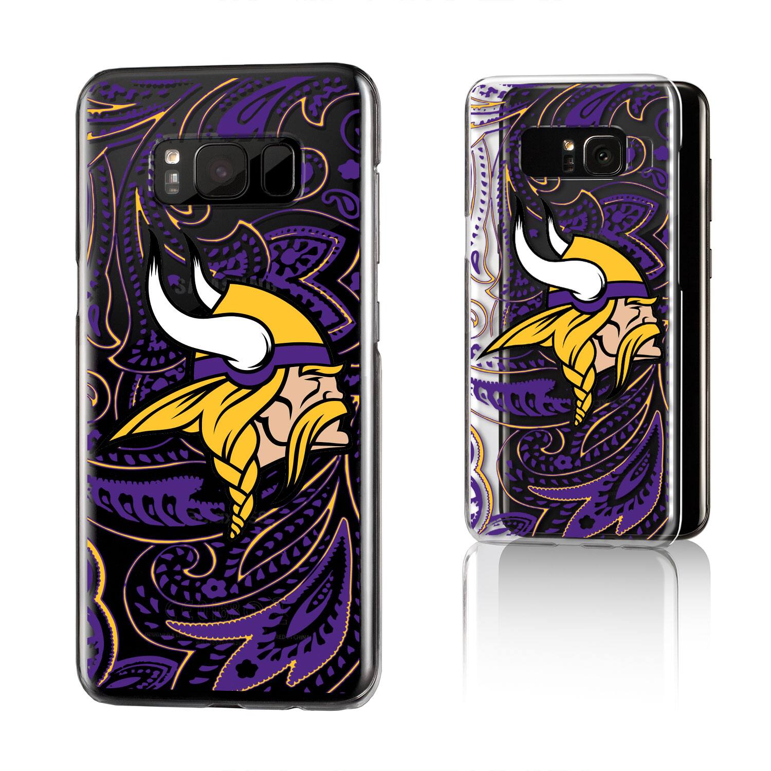 Alt View 3. Keyscaper - Minnesota Vikings Galaxy Clear Paisley Design Case - S23 - Multicolor.