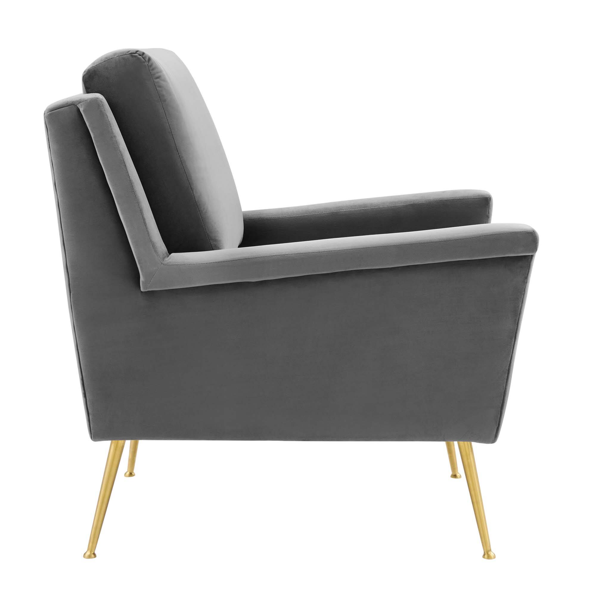 Alt View 1. Modway - Chesapeake Performance Velvet Armchair by Modway - Gold Gray.