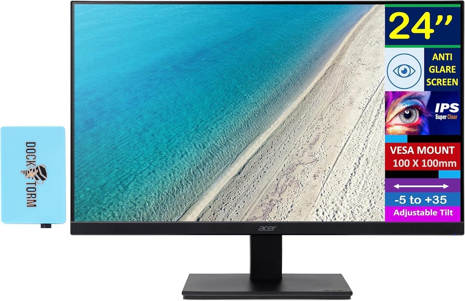 Acer - 24" Vero Gbmix V247Y FHD IPS Monitor , 4ms, Anti-Glare, HDMI, VESA Mount, Speakers, w/DKZ Hub (UM.QV7AA.G03) - Black