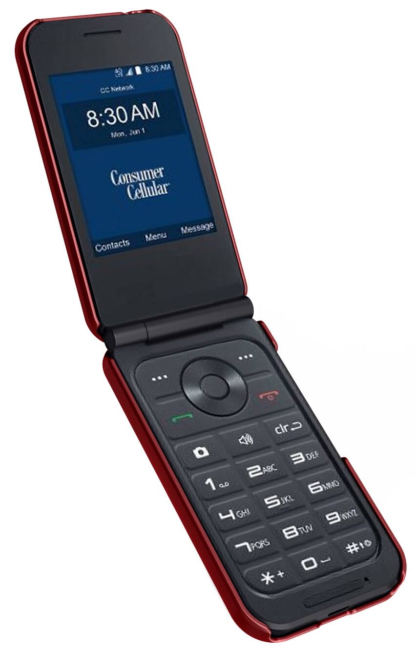 8:30 AM  
CC 8:30 AM Jun 1 Mon.  
Consumer Cellular  
Menu Message Contacts  
clr U E DEF 2 ABC 1  6 AMO S JKL 4 GHI 9 WXYZ 8 VUT  PQRS # 0 O * +