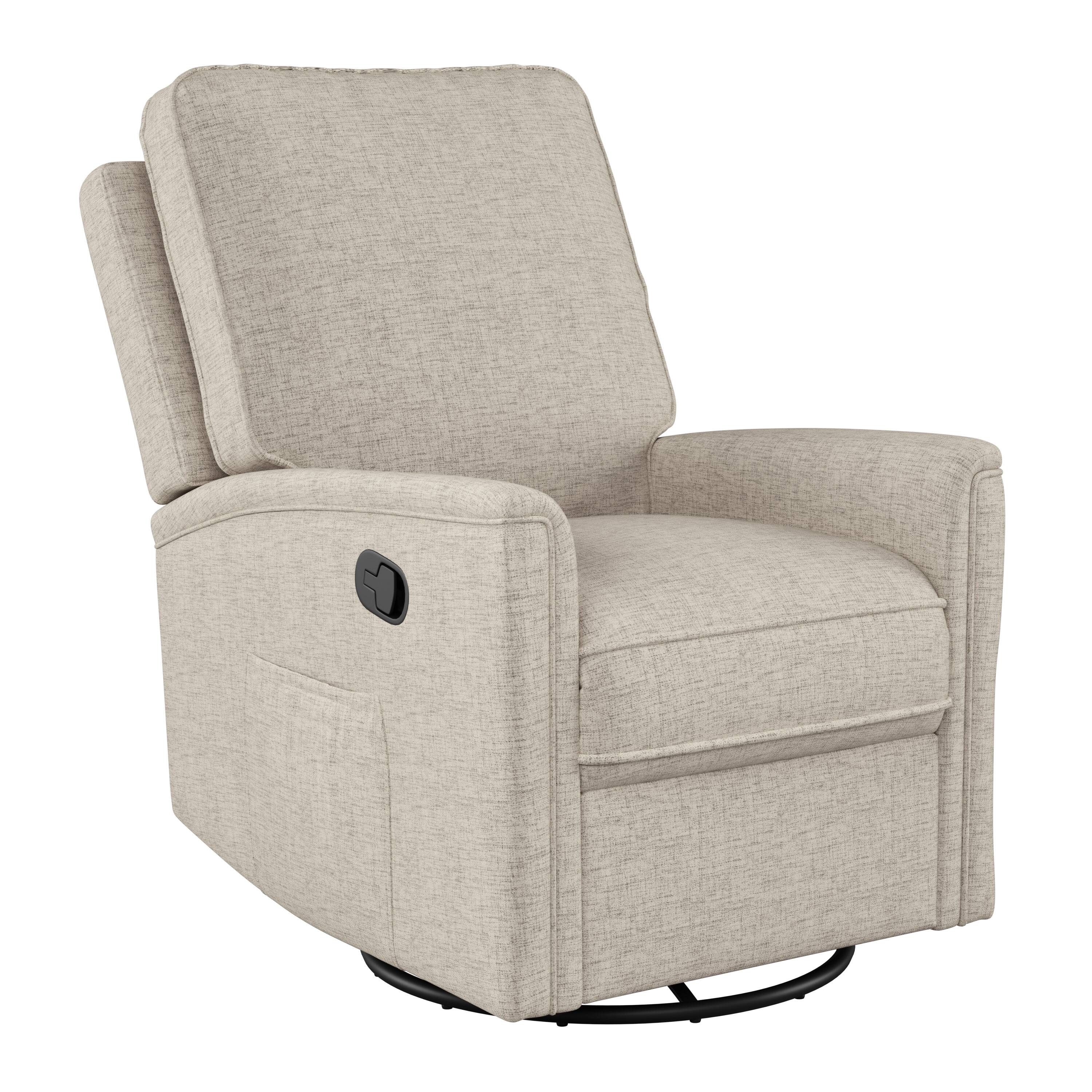 Angle. CorLiving - Jasmine Fabric Upholstered Contemporary Swivel and Glider Recliner Chair - Beige.