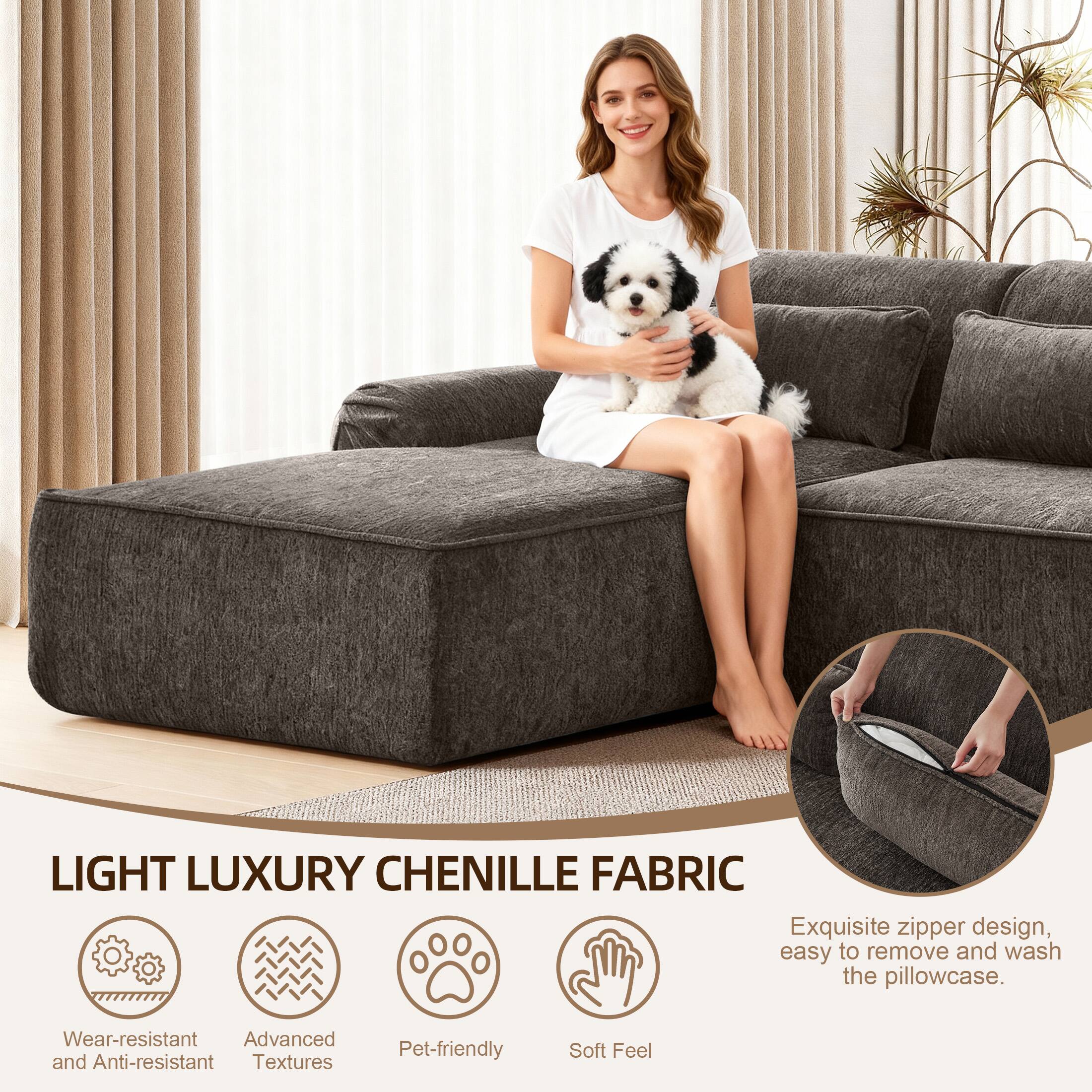 LIGHT LUXURY CHENILLE FABRIC

- Wear-resistant and Anti-resistant
- Advanced Textures
- Pet-friendly
- Soft Feel

Exquisite zipper design, easy to remove and wash the pillowcase.