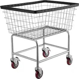Mirfee - Rolling Laundry Cart with Wheels,Steel Wire Basket, Heavy-Duty Metal Frame & 4" Casters for Commercial or Home use - Silver