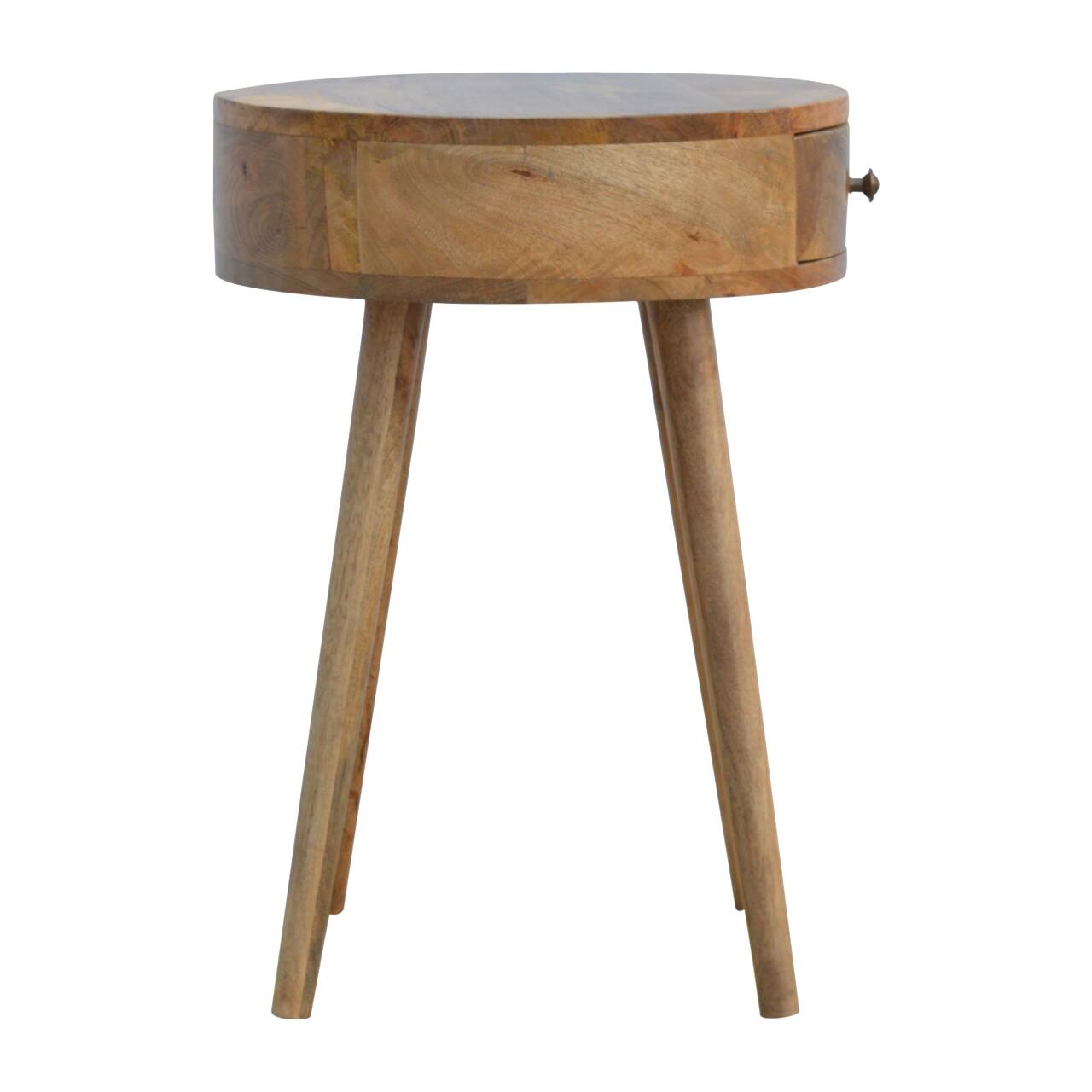 Alt View 4. Artisan Furniture - Artisan Furniture Solid Wood Nordic Circular Shaped Nightstand, 1 Drawer, Nordic legs, Brown - Oak.
