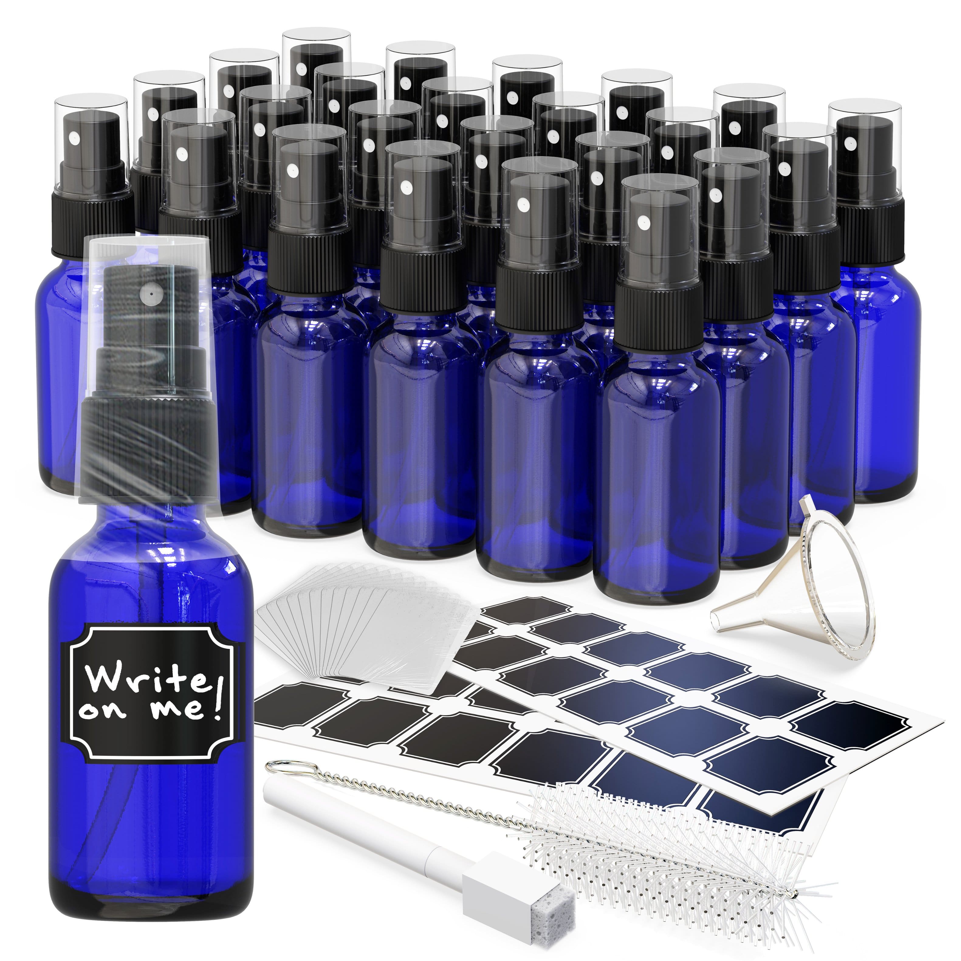 Nevlers - 1 Oz. Glass Spray Bottles with Funnel, Brush, Shrink Wrap, Marker and Labels (Pack of 24) - Blue price history on PriceWatchPro