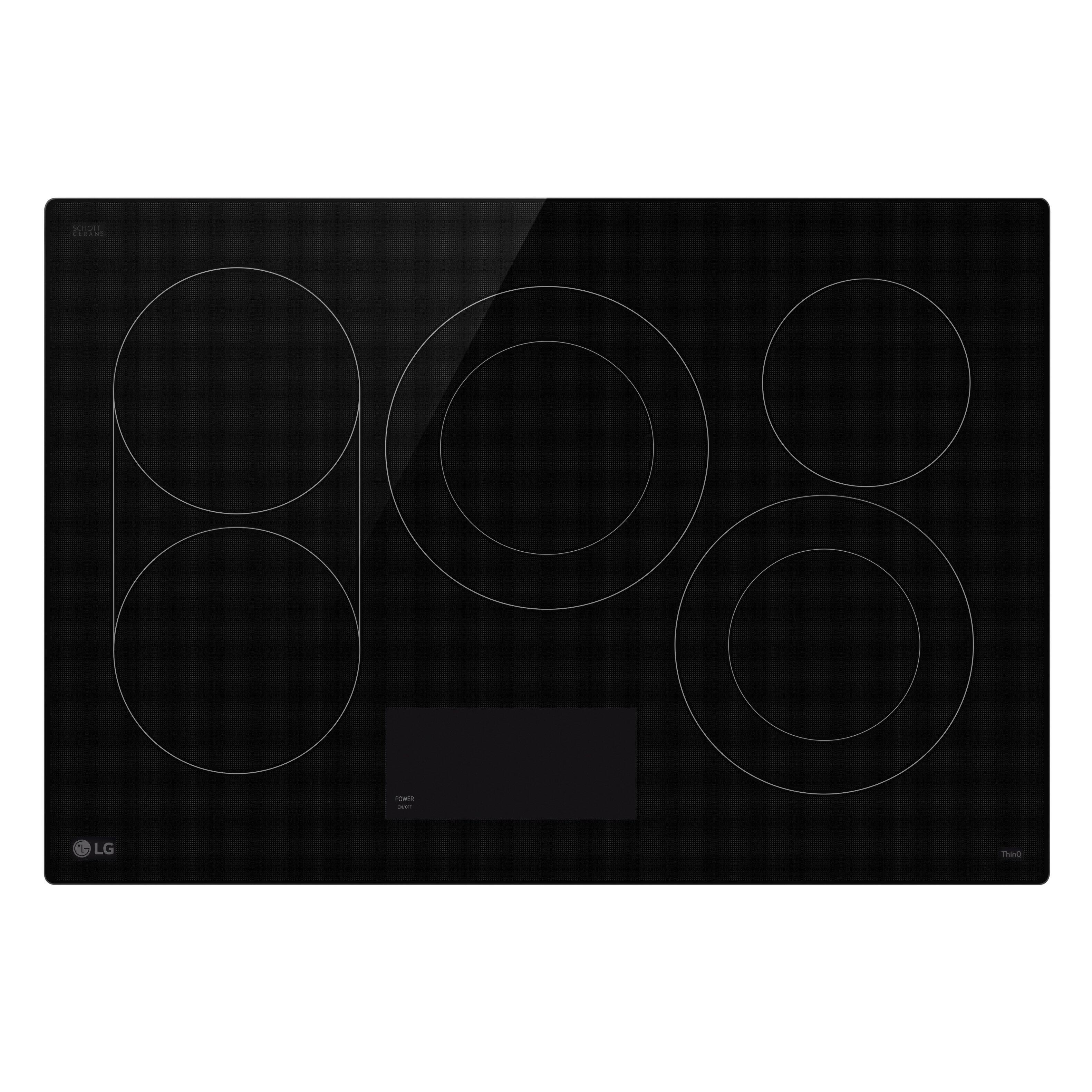 Angle. LG - 30" Built-In Electric Smart Cooktop with 5 Elements, Backlit SmoothTouch Glass Controls and 3.2kW Dual Element - Black.