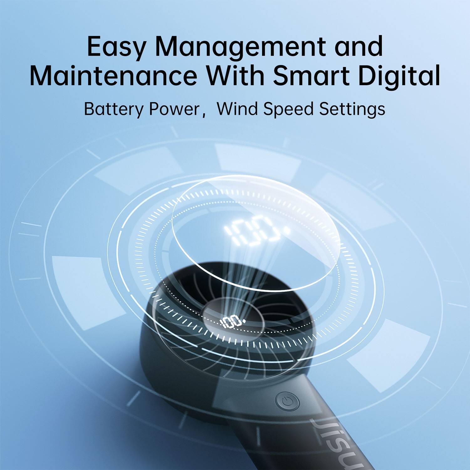 Easy Management and Maintenance With Smart Digital Battery Power, Wind Speed Settings