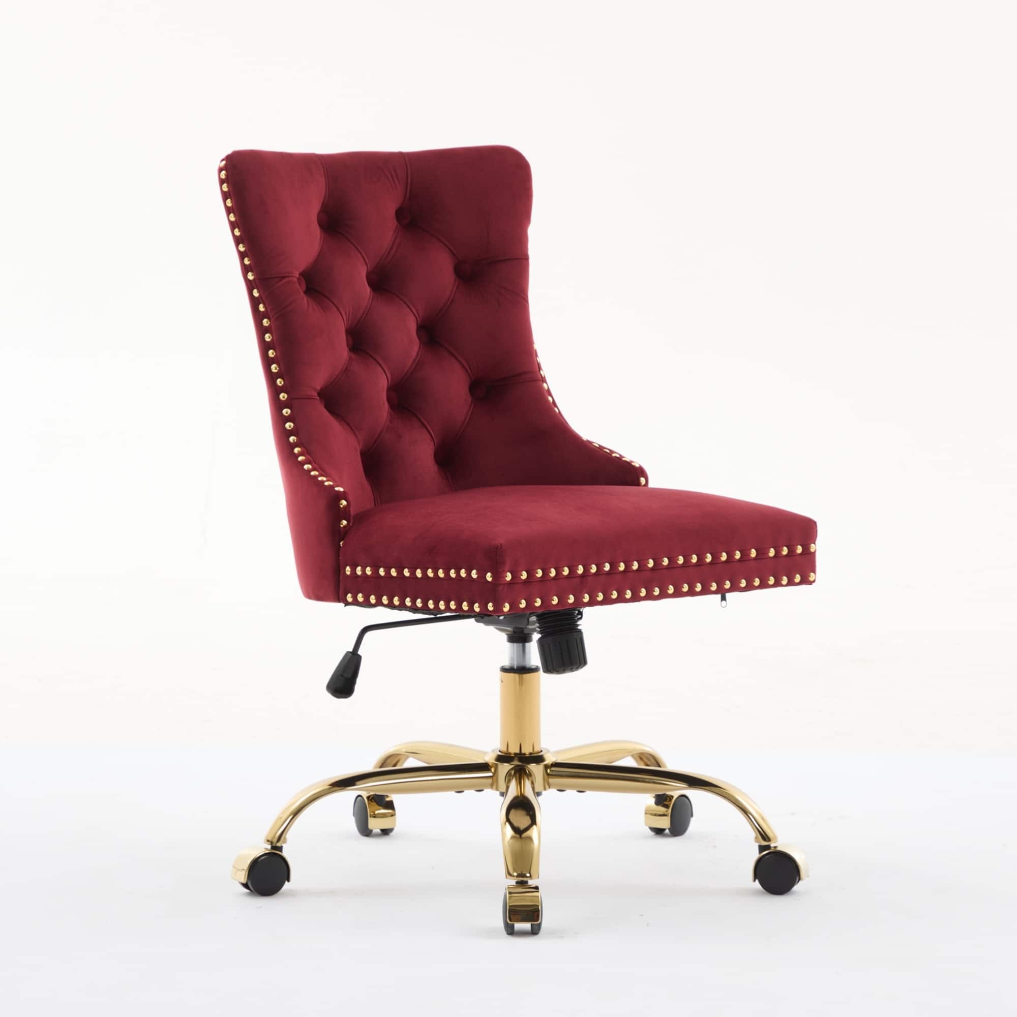 GOODSILO - Modern Velvet Upholstered Office Chair with Tufted Button Design and Golden Metal Base for Home Workspace - Thumbnail 4