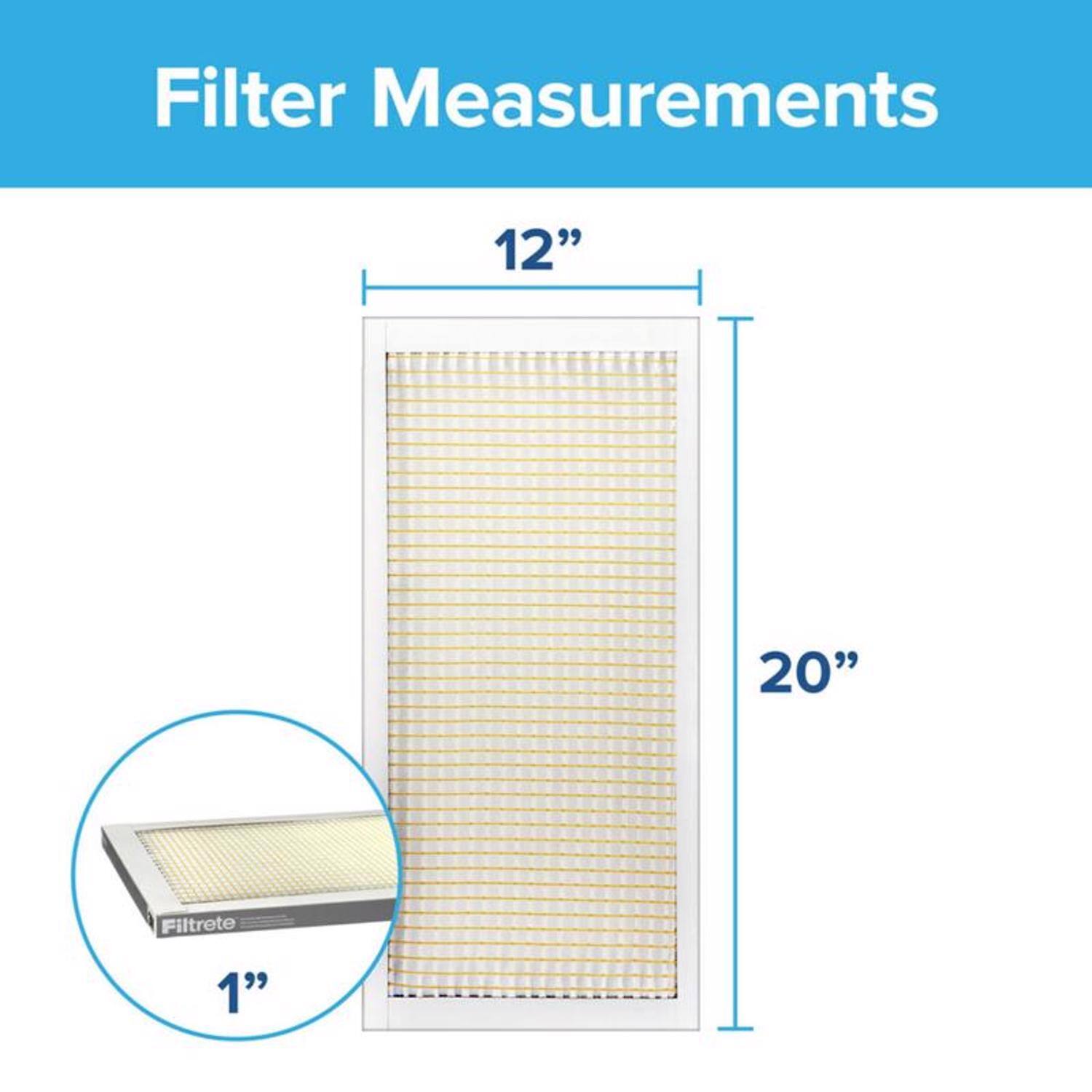 Filter Measurements  
12" x 20" x 1"  
Filtrete