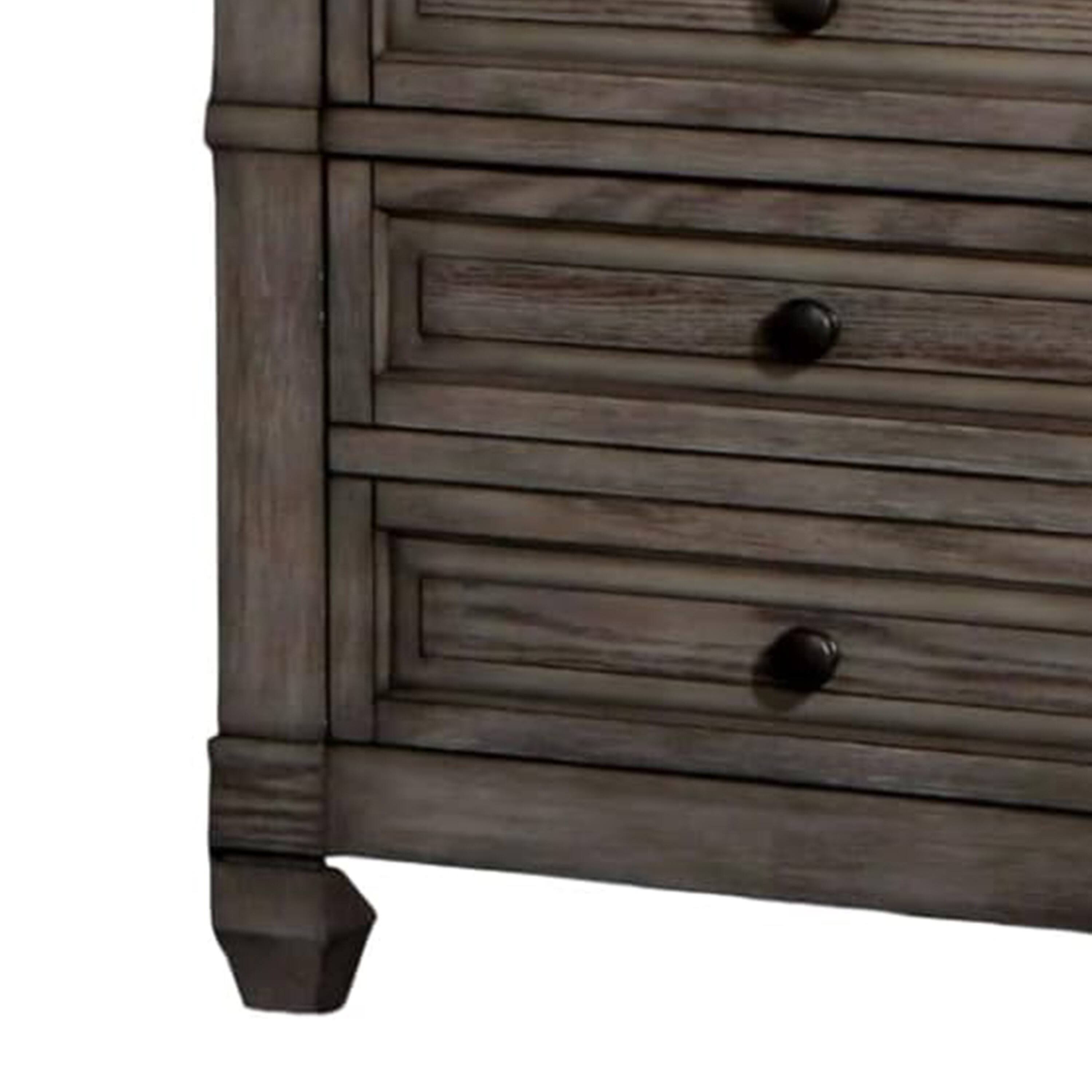 Alt View 3. Manhattan Lane - Jimbo Nightstand with USB Port and Hidden Drawer, Solid Wood - Warm Gray, Bronze.