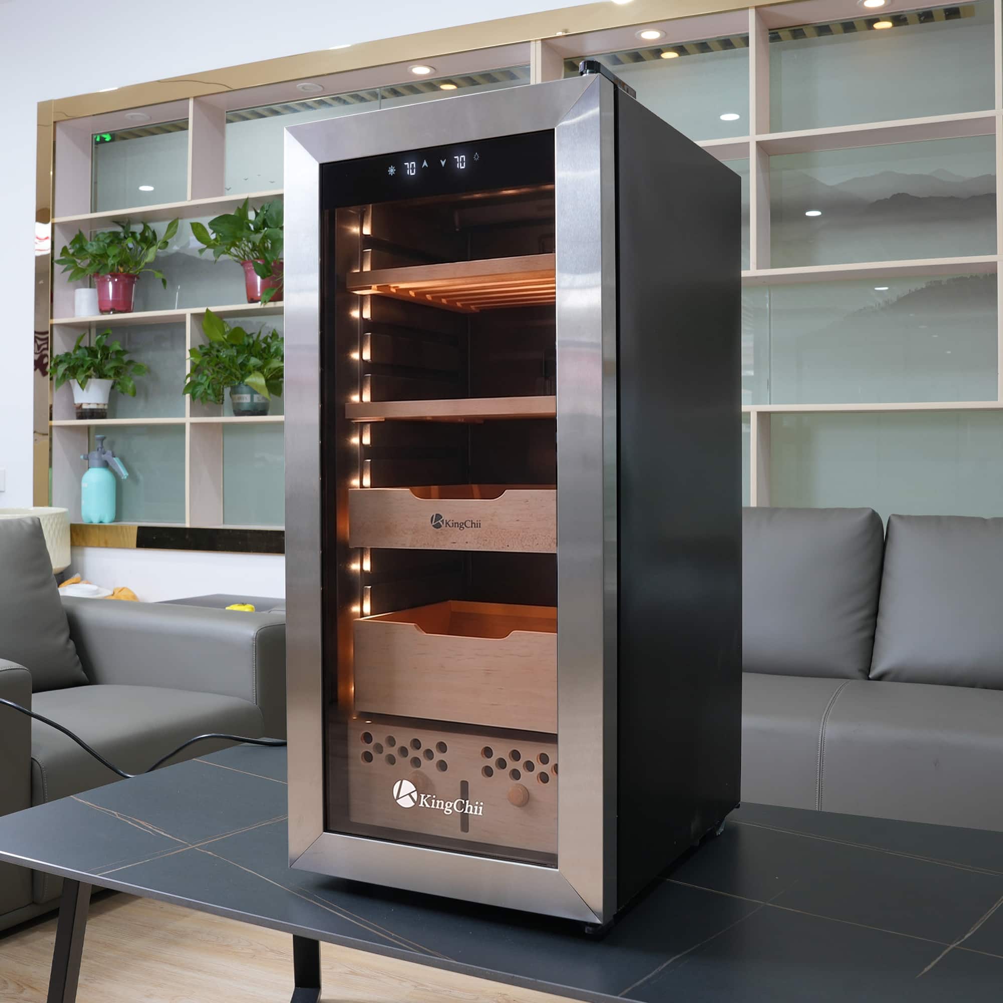 KingChii 60L Cigar Humidor with Temperature and Humidity Control