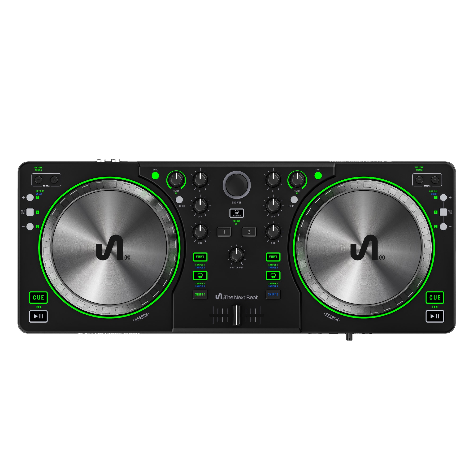 The Next Beat - by Tiesto DJ Controller, DJ Control Deck with Audio Mixer, SX1 - Black, Green price history on PriceWatchPro