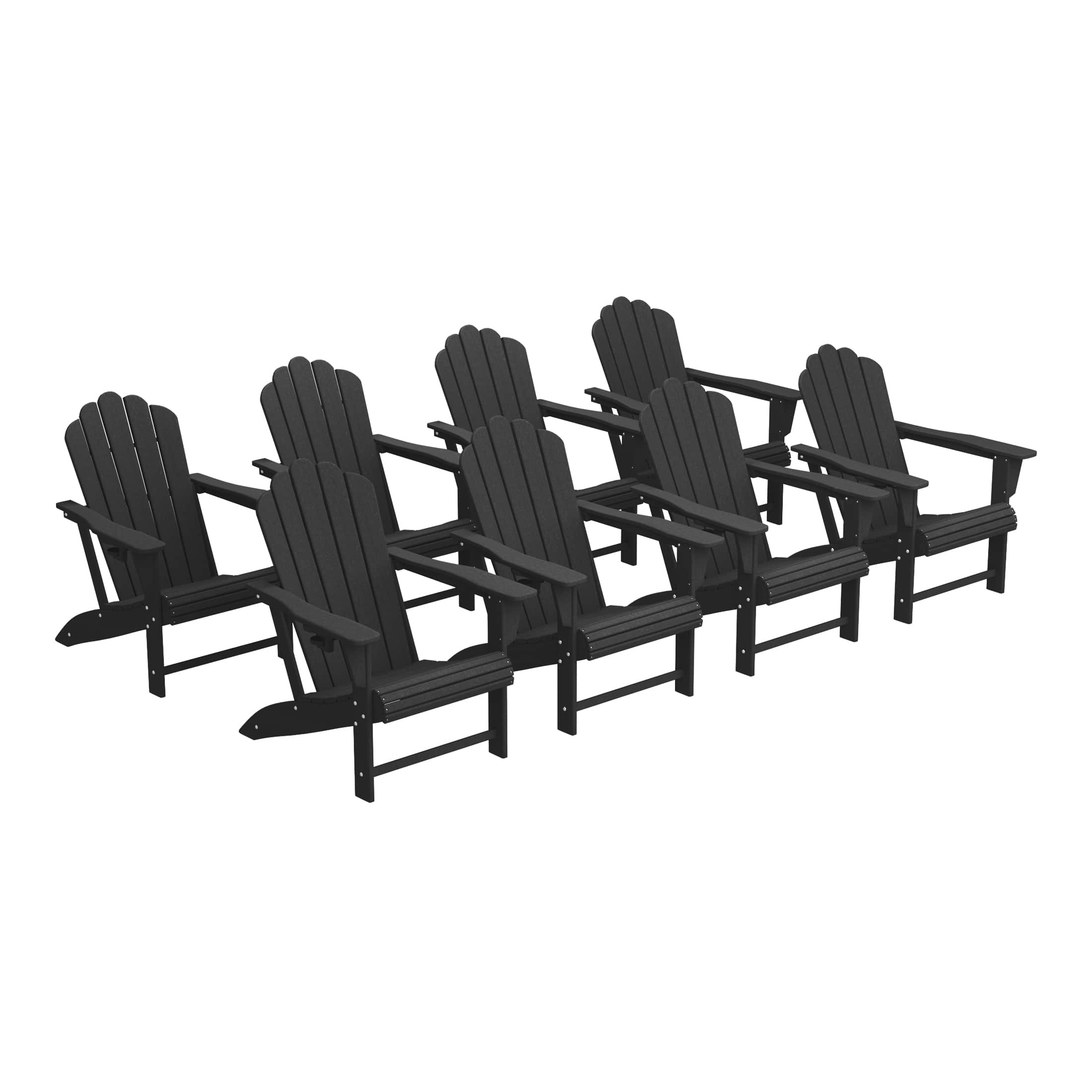 WestinTrends - Highland Outdoor Patio HDPE Adirondack Chairs With Cup Holders (Set of 8) - Black price history on PriceWatchPro