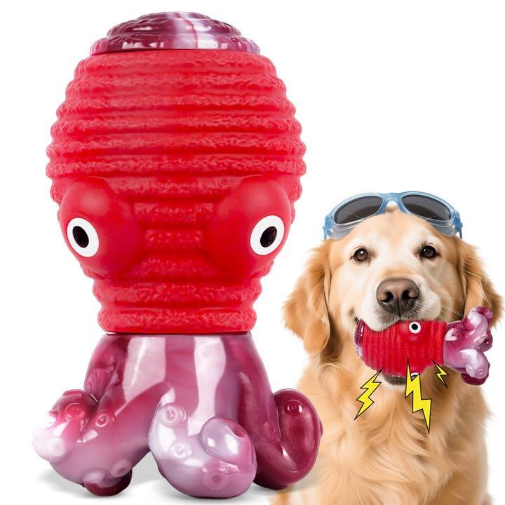 Front. Frienhund - FrienHund Aggressive Chewers Bacon Flavor Nylon & Rubber Tough Chew Dog Toy, Red, 1 count - Red.
