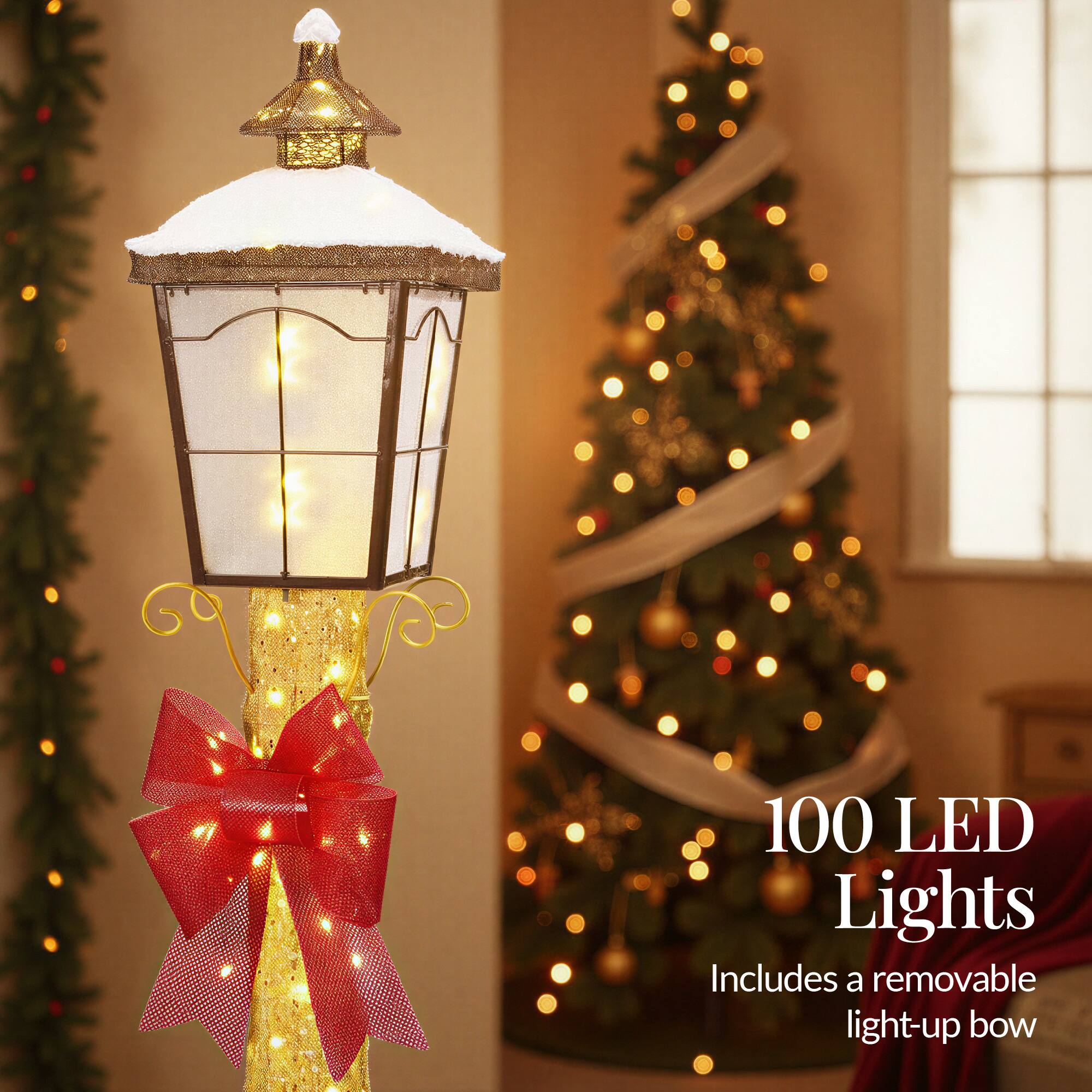 100 LED Lights  
Includes a removable light-up bow