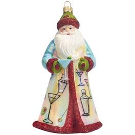 Joy to the World Collectibles - Joy to the World Glitterazzi Martini Santa Polish Glass Christmas Ornament - Multicolor