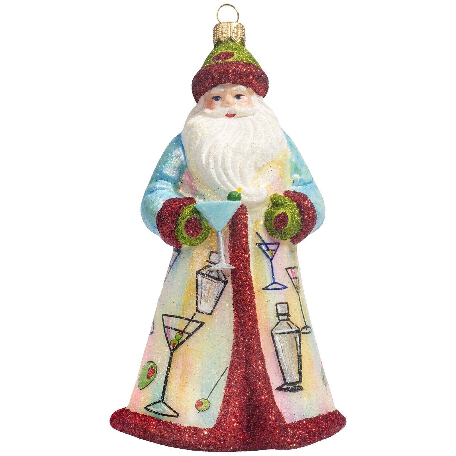 Front. Joy to the World Collectibles - Joy to the World Glitterazzi Martini Santa Polish Glass Christmas Ornament - Multicolor.