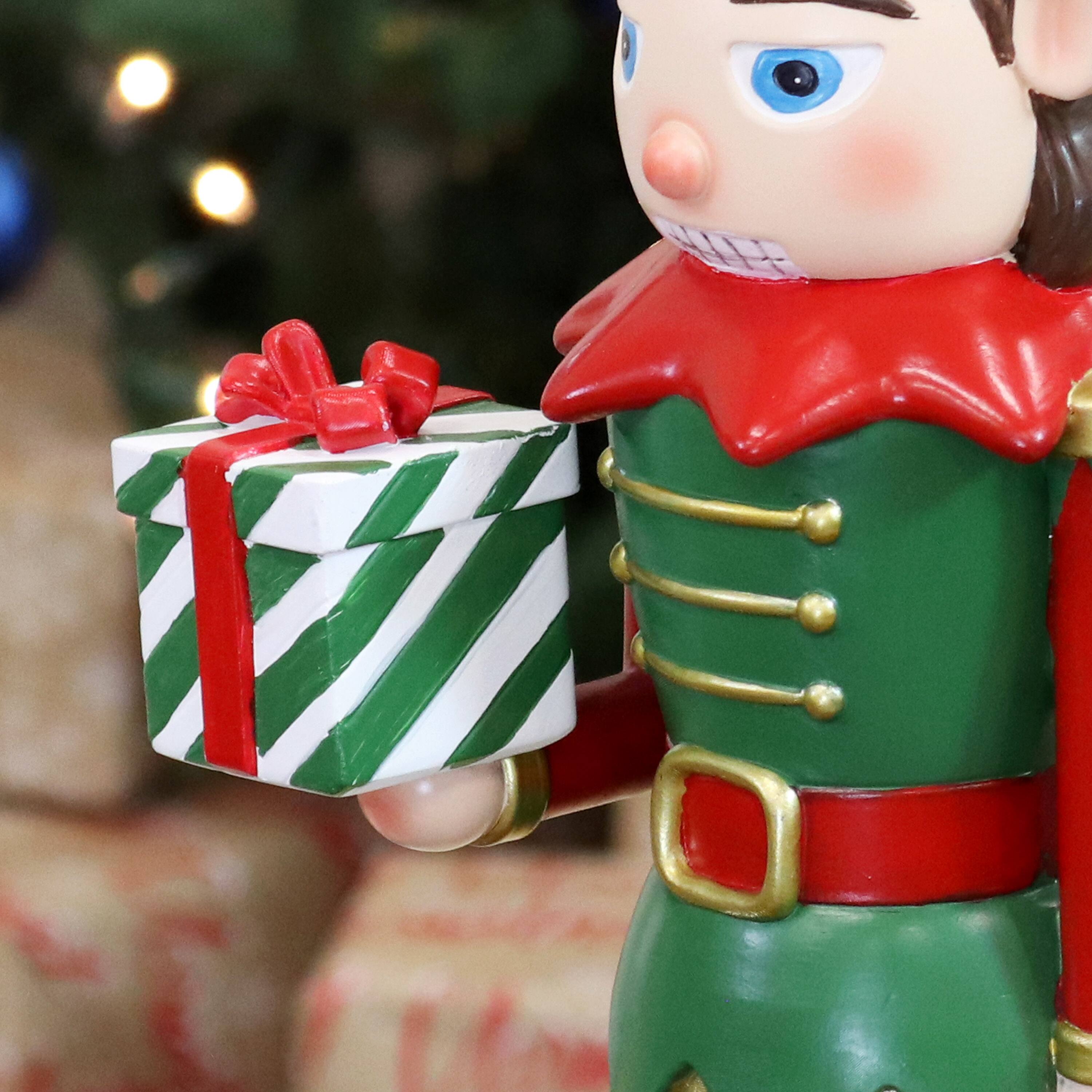 Alt View 7. Sunnydaze - Jingles the Christmas Elf Indoor Nutcracker Statue - 17 in - Red and Green.