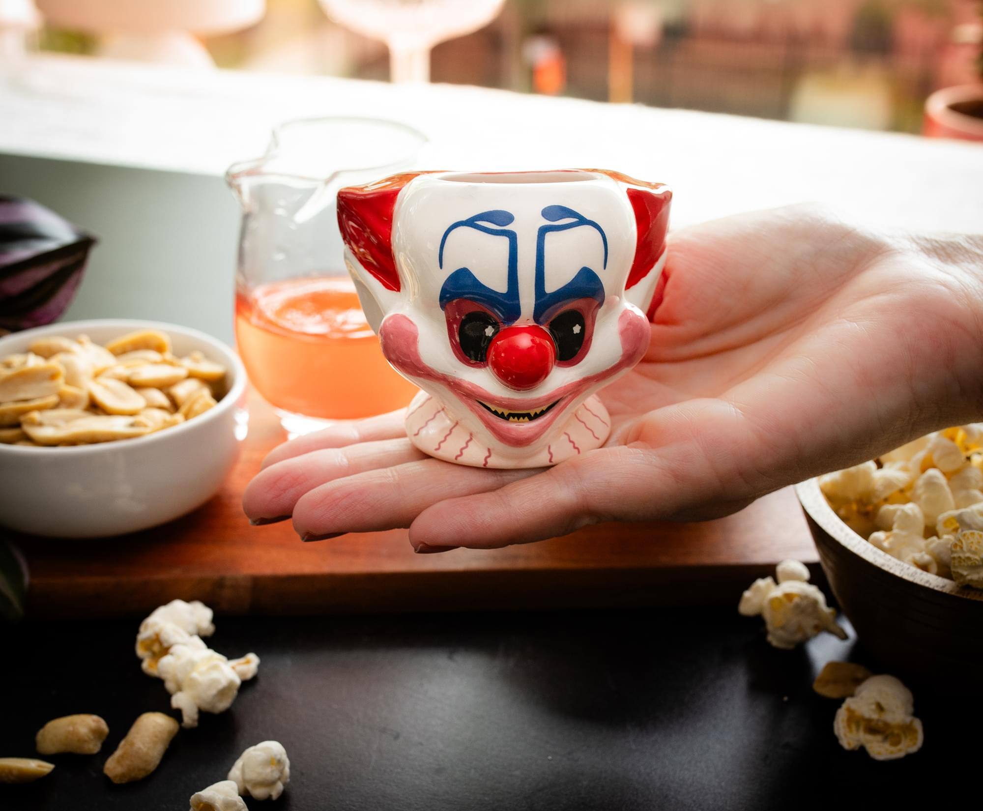 Alt View 3. Silver Buffalo - Killer Klowns From Outer Space Rudy 2-Ounce Sculpted Ceramic Shot Glass - Red.