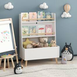 HTUTWOO - 3-Tier Kids Bookshelf & Toy Storage Organizer, Freestanding Display Shelf for Nursery Playroom,Toddlers & Children - White