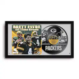 Sporticulture - Brett Favre Green Bay Packers 14" x 26" Framed Art Vinyl Album Print - Black